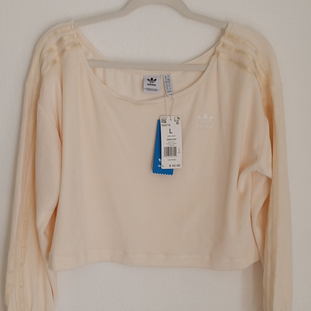 adidas Cream Cropped Sweatshirt